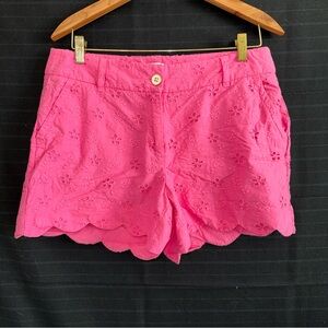 Crown & Ivy Shelby Womens Mid-Rise Eyelet Lace Shorts Size 8 Pink Barbiecore